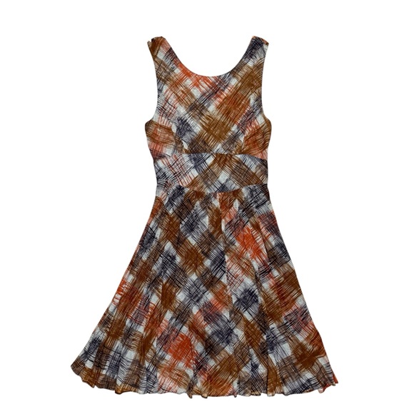 Maple | Stylish Fit and Flare Dress Strappy Detail in Autumnal Plaid, Size 4 - Picture 1 of 4